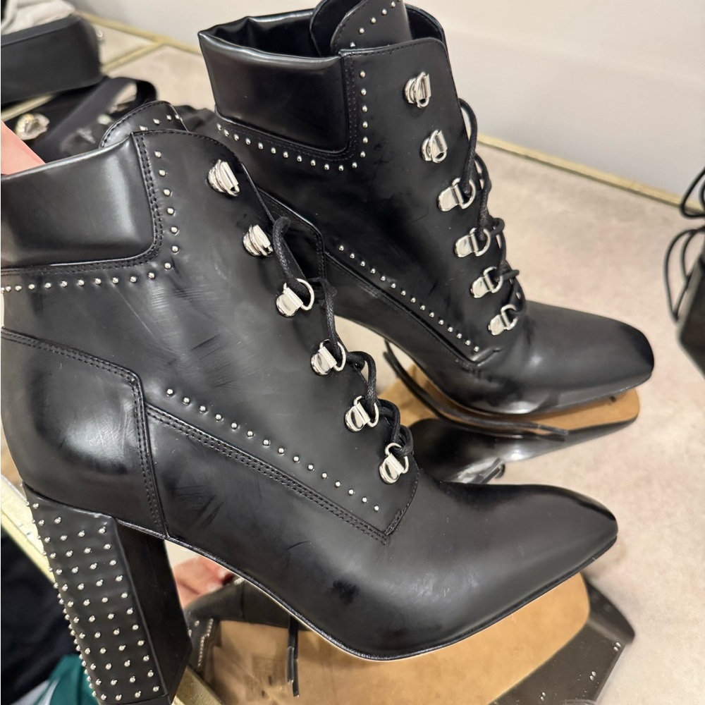 Sigerson Morrison Black Ankle Boots with Studded Details